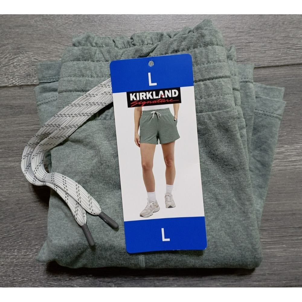 Kirkland Signature Lightweight Shorts Womens Large Heather Green Drawstring